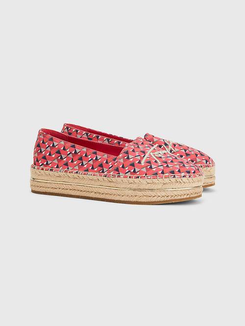 Tommy Hilfiger Printed Signature Logo Espadrilles Loafer Cipő Női Rózsaszín | TH491COV