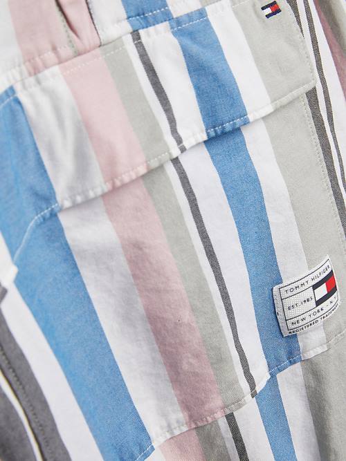 Tommy Hilfiger Pull-On Csuklyás Stripe Ingek Fiú Fehér | TH543CSD