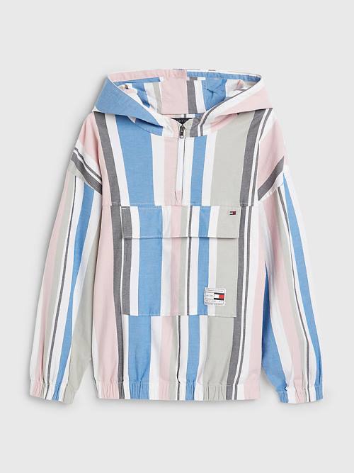 Tommy Hilfiger Pull-On Csuklyás Stripe Ingek Fiú Fehér | TH543CSD