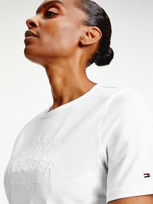 Tommy Hilfiger Pure Organic Pamut Embroidery Póló Női Fehér | TH178YBD