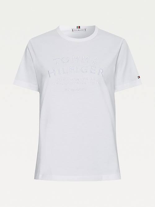 Tommy Hilfiger Pure Organic Pamut Embroidery Póló Női Fehér | TH178YBD