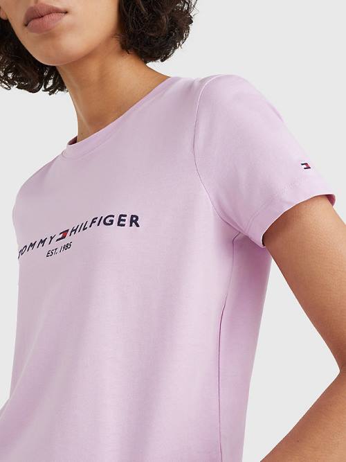 Tommy Hilfiger Pure Organic Pamut Logo Póló Női Lila | TH057TDW