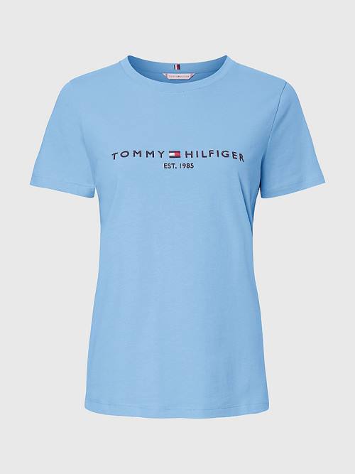 Tommy Hilfiger Pure Organic Pamut Logo Póló Női Kék | TH083WRV