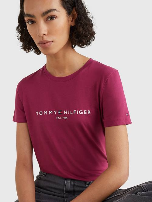 Tommy Hilfiger Pure Organic Pamut Logo Póló Női Piros | TH378ZWP