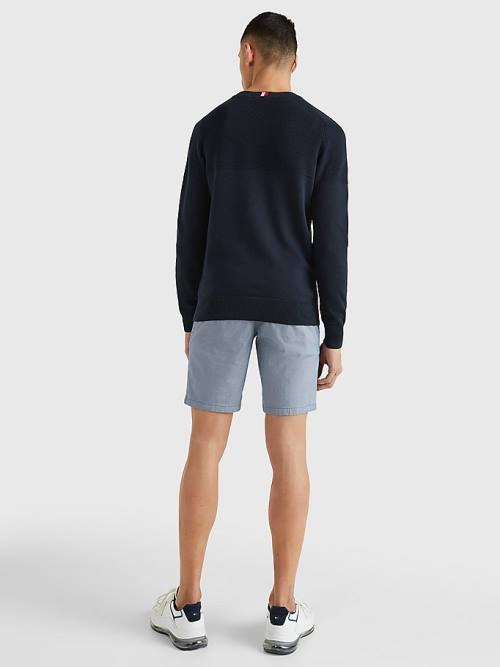 Tommy Hilfiger Pure Supima Pamut Flag Embroidery Jumper Pulóverek Férfi Kék | TH269MED