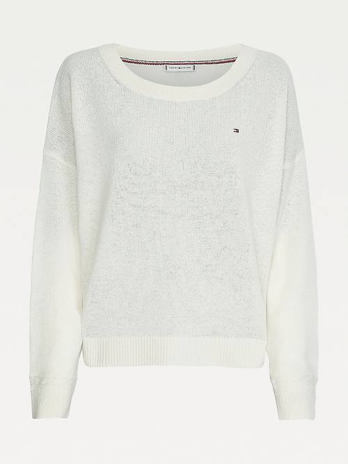 Tommy Hilfiger Pure Wool Round Neck Jumper Pulóverek Női Fehér | TH327XNT