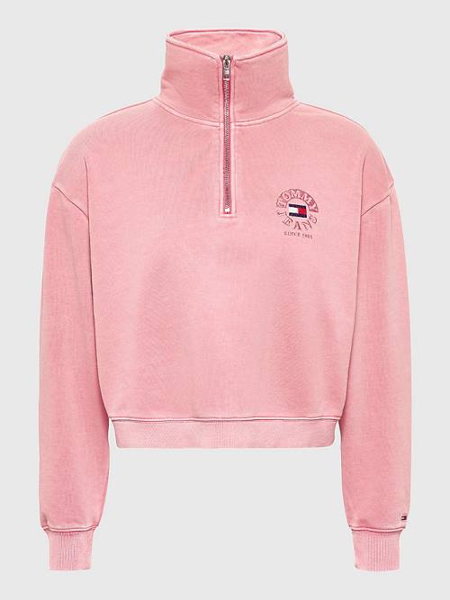 Tommy Hilfiger Quarter Zip Relaxed Fit Pulóver Női Rózsaszín | TH365SKY