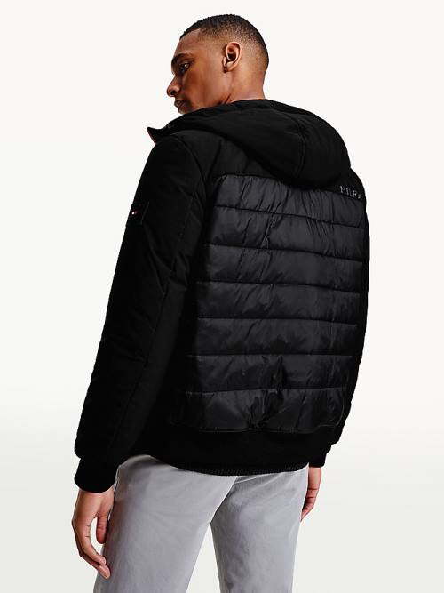 Tommy Hilfiger Quilted Panel Csuklyás Kabát Férfi Fekete | TH180VMX