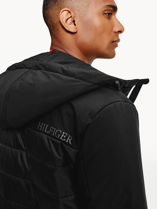 Tommy Hilfiger Quilted Panel Csuklyás Kabát Férfi Fekete | TH180VMX