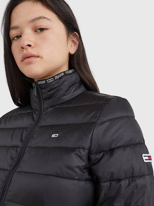 Tommy Hilfiger Quilted Zip-Thru Kabát Női Fekete | TH348MOZ