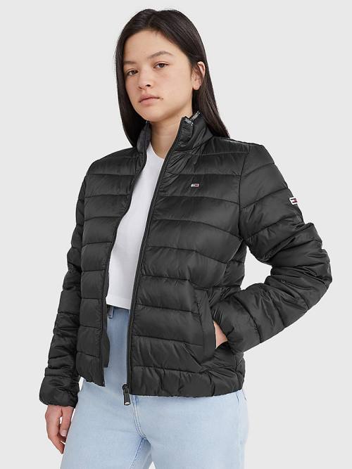 Tommy Hilfiger Quilted Zip-Thru Kabát Női Fekete | TH348MOZ