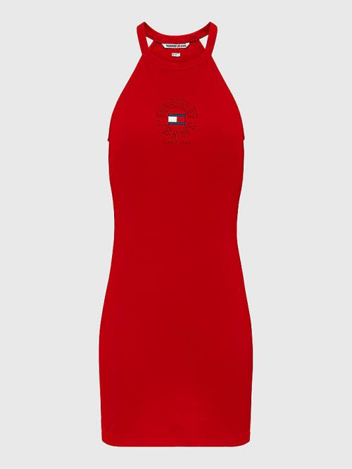 Tommy Hilfiger Racerback Bodycon Ruha Női Piros | TH124DEV