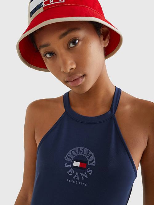 Tommy Hilfiger Racerback Bodycon Ruha Női Kék | TH168CVP