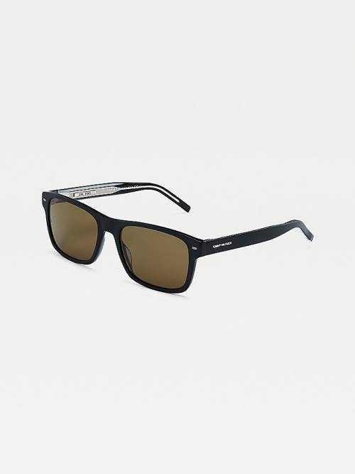 Tommy Hilfiger Rectangular Acetate Napszemüveg Férfi Fekete | TH930UPY