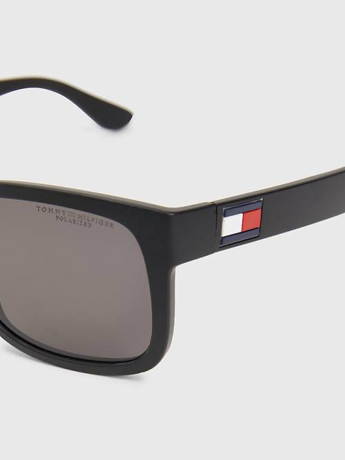 Tommy Hilfiger Rectangular Frame Napszemüveg Férfi Fekete | TH012KYW