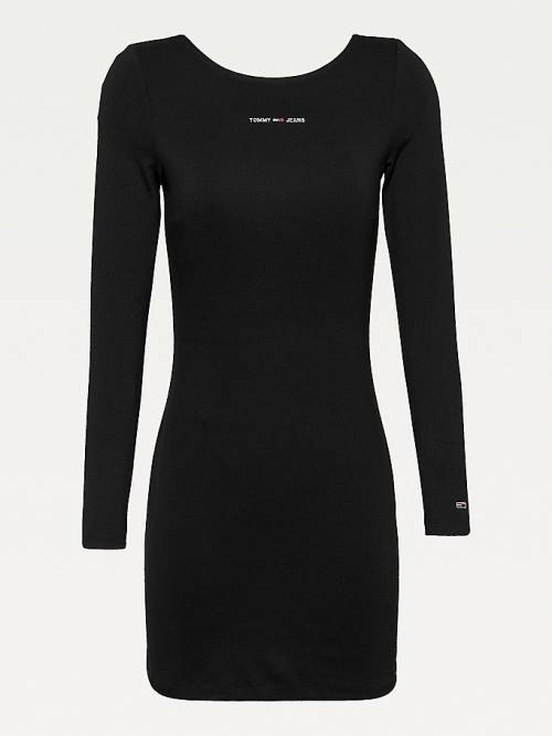 Tommy Hilfiger Recycled Bodycon Ruha Női Fekete | TH415HMB