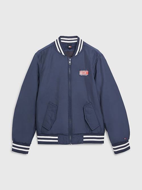 Tommy Hilfiger Recycled Bomber Kabát Fiú Kék | TH689HNV