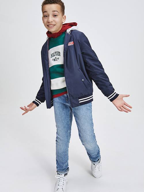 Tommy Hilfiger Recycled Bomber Kabát Fiú Kék | TH689HNV