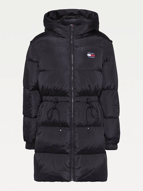 Tommy Hilfiger Recycled Convertible Vest Down Puffer Kabát Női Fekete | TH804GCT