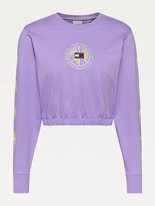 Tommy Hilfiger Recycled Cropped Fit Long Sleeve Póló Női Lila | TH612EWQ