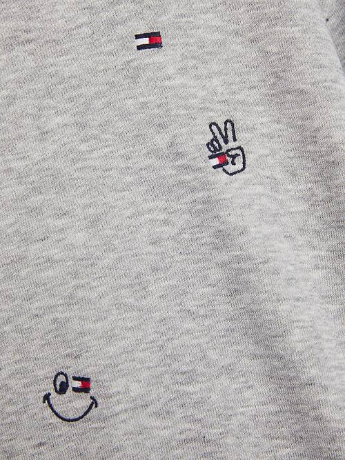 Tommy Hilfiger Recycled Embroidery Kapucnis Pulóver Fiú Szürke | TH291DJV