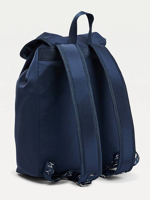 Tommy Hilfiger Recycled Nylon Badge Backpack Táska Férfi Kék | TH315BHK