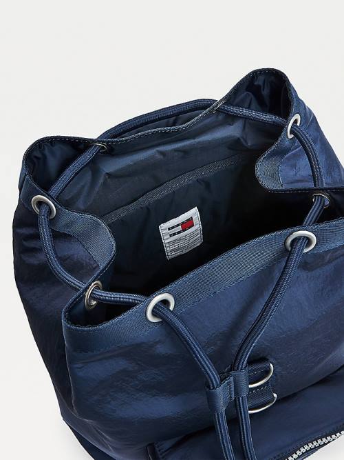 Tommy Hilfiger Recycled Nylon Badge Backpack Táska Férfi Kék | TH315BHK