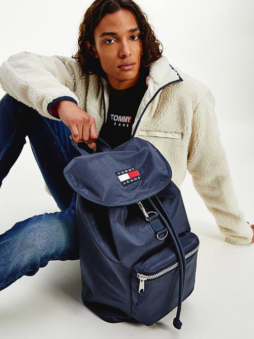 Tommy Hilfiger Recycled Nylon Badge Backpack Táska Férfi Kék | TH315BHK