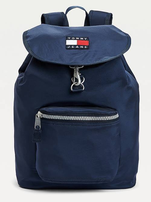 Tommy Hilfiger Recycled Nylon Badge Backpack Táska Férfi Kék | TH315BHK