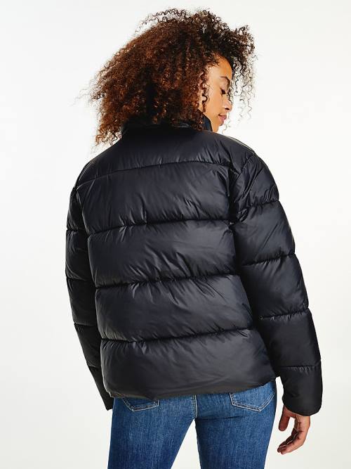 Tommy Hilfiger Recycled Nylon Puffer Kabát Női Fekete | TH579ZXB