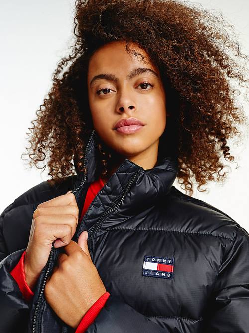 Tommy Hilfiger Recycled Nylon Puffer Kabát Női Fekete | TH579ZXB