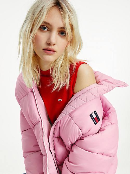 Tommy Hilfiger Recycled Nylon Puffer Kabát Női Rózsaszín | TH693GPQ