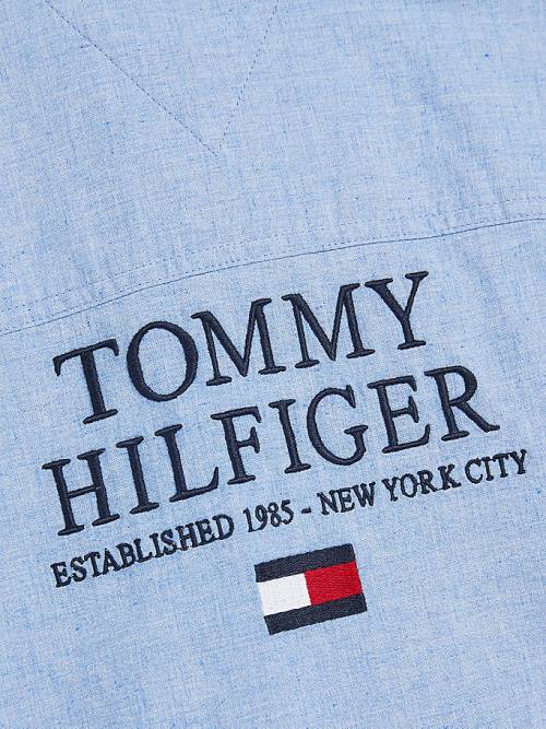 Tommy Hilfiger Recycled Pamut Chambray Back Logo Ingek Fiú Kék | TH549AQW