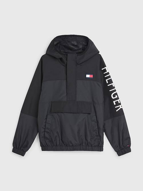 Tommy Hilfiger Recycled Polyester Popover Kabát Fiú Fekete | TH796CHW