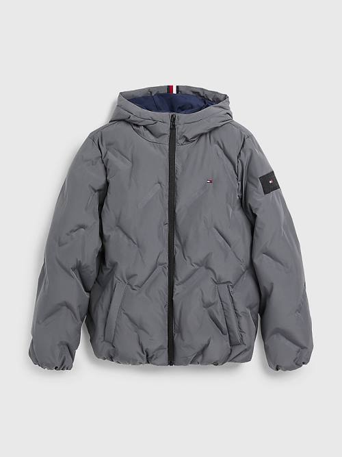 Tommy Hilfiger Recycled Polyester Quilted Csuklyás Kabát Fiú Szürke | TH064WNK