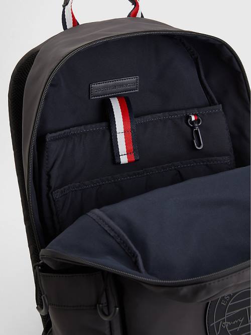 Tommy Hilfiger Recycled Polyester Signature Logo Backpack Táska Férfi Fekete | TH604QEM