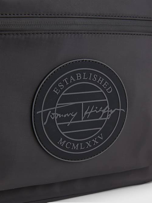 Tommy Hilfiger Recycled Polyester Signature Logo Backpack Táska Férfi Fekete | TH604QEM