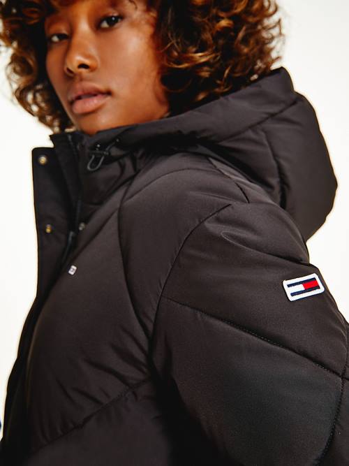 Tommy Hilfiger Recycled Quilted Down Belted Puffer Kabát Női Fekete | TH785SZE