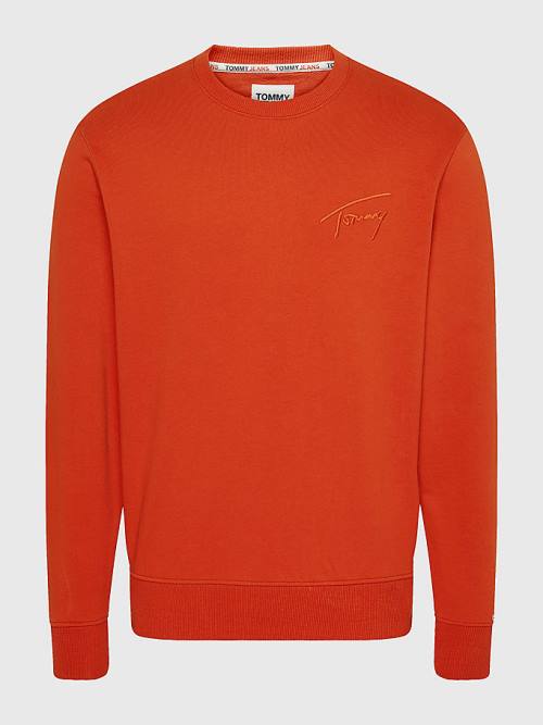 Tommy Hilfiger Recycled Signature Logo Relaxed Pulóver Férfi Piros | TH136MNI