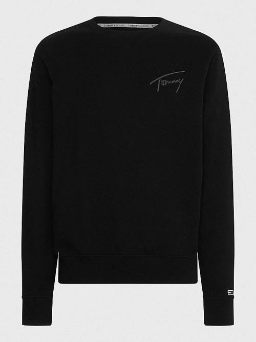 Tommy Hilfiger Recycled Signature Logo Relaxed Pulóver Férfi Fekete | TH412KGA