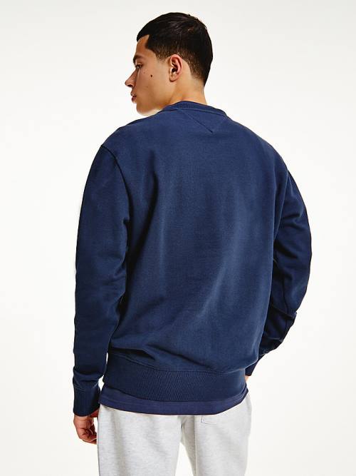 Tommy Hilfiger Recycled Signature Logo Relaxed Pulóver Férfi Kék | TH516XFT