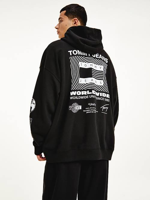 Tommy Hilfiger Recycled Unity Back Graphic Kapucnis Pulóver Férfi Fekete | TH023SWV