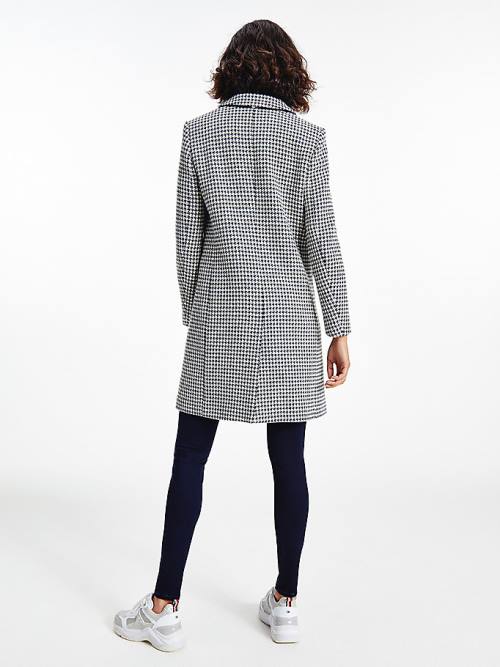 Tommy Hilfiger Recycled Wool Blend Houndstooth Dzseki Női Kék | TH069FXC