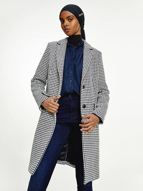 Tommy Hilfiger Recycled Wool Blend Houndstooth Dzseki Női Kék | TH069FXC