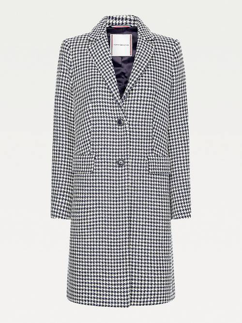 Tommy Hilfiger Recycled Wool Blend Houndstooth Dzseki Női Kék | TH069FXC