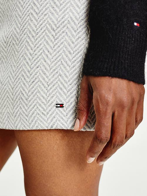 Tommy Hilfiger Recyled Wool Herringbone Mini Szoknya Női Szürke | TH638WGF