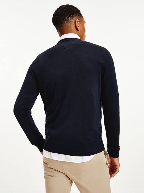 Tommy Hilfiger Regular Fit Crew Neck Jumper Pulóverek Férfi Kék | TH238ZFW