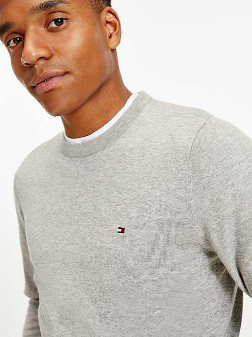 Tommy Hilfiger Regular Fit Crew Neck Jumper Pulóverek Férfi Szürke | TH589GTB