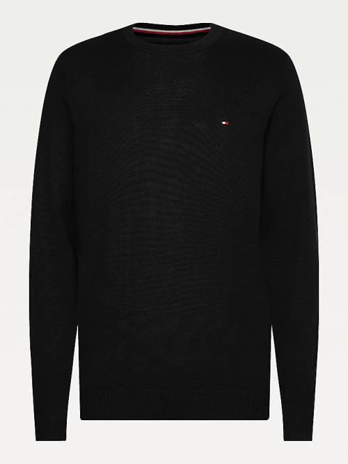 Tommy Hilfiger Regular Fit Crew Neck Jumper Pulóverek Férfi Fekete | TH785NIZ