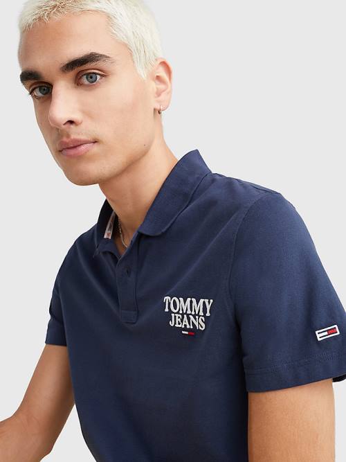 Tommy Hilfiger Regular Fit Jersey Póló Férfi Kék | TH250MGY